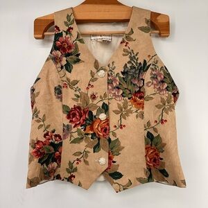 vintage 80s 90s cottage granny mixed media  floral vest M by Henry‎ & Harvie USA
